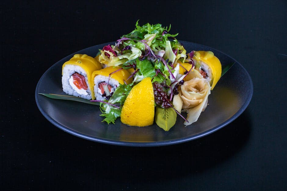 Sushi med jerk-kylling og tropisk frukt