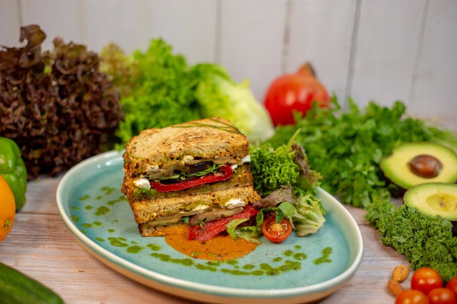Auberginesandwich med svart olivenpesto