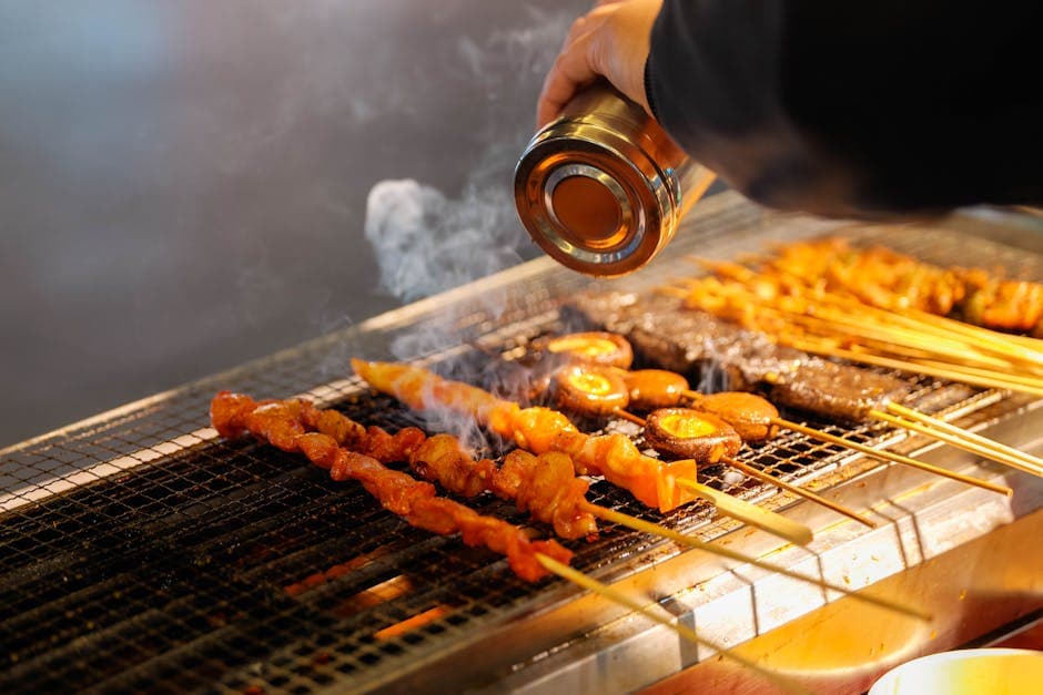 Grillet abalonebiff med fruktspyd