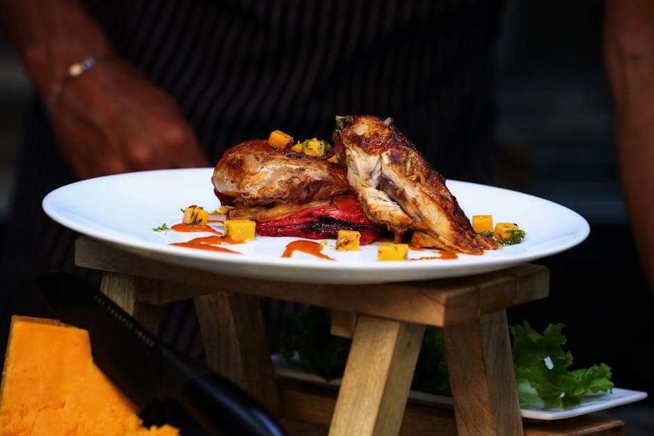 Stekt kylling med appelsinsaus og orzo