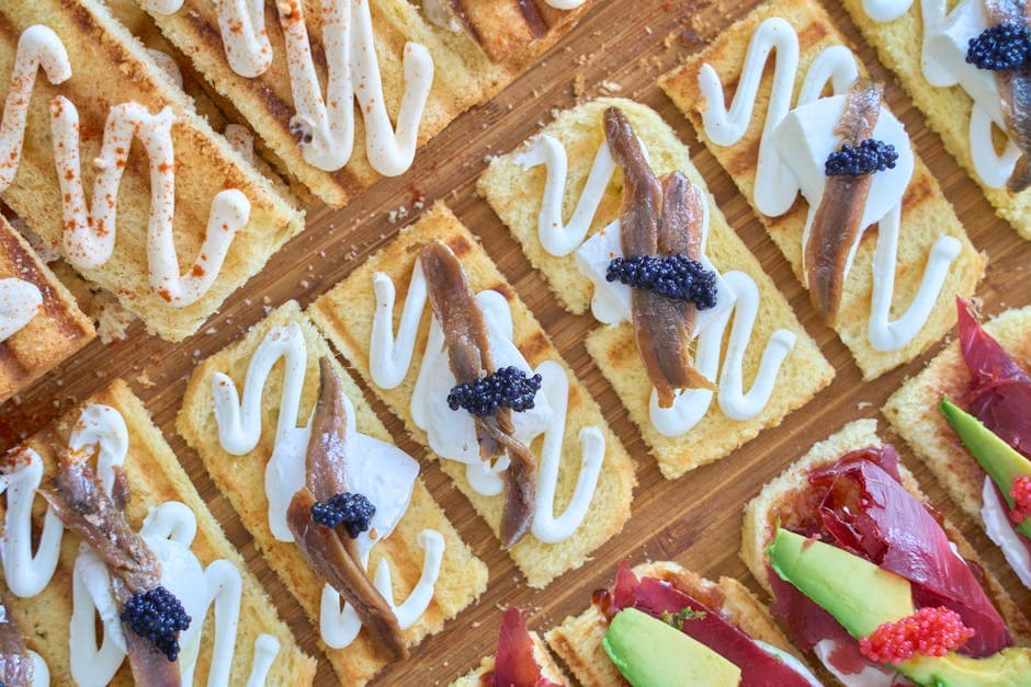 Hummer og kaviar på toastspisser