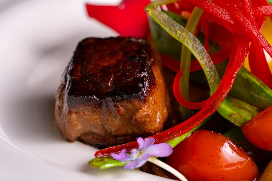 Rød chili-glassert kalvesteik