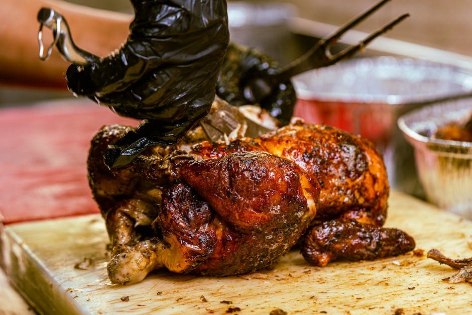 Kylling med sprøtt skinn og appelsinglaze