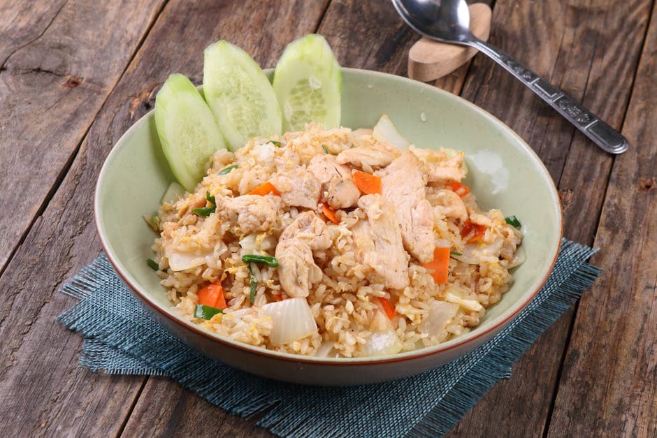 Kylling- og blomkålris med stekte grønnsaker