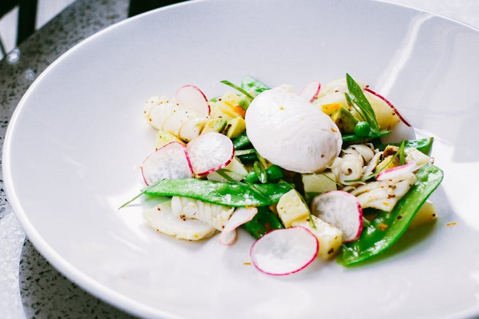 Grønn bønnesalat med sennepsdressing og urter