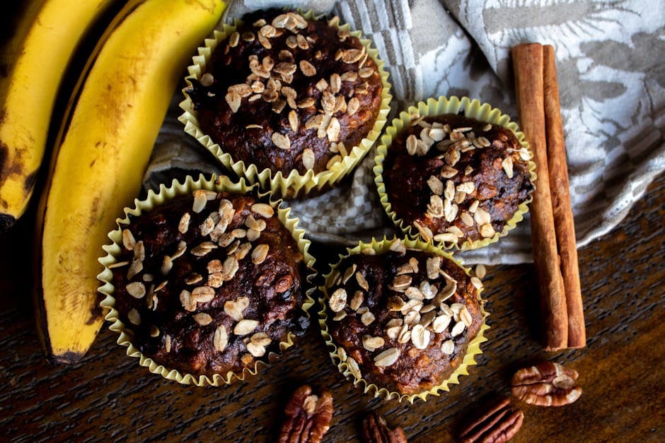 Saftige bananmuffins med valnøtter