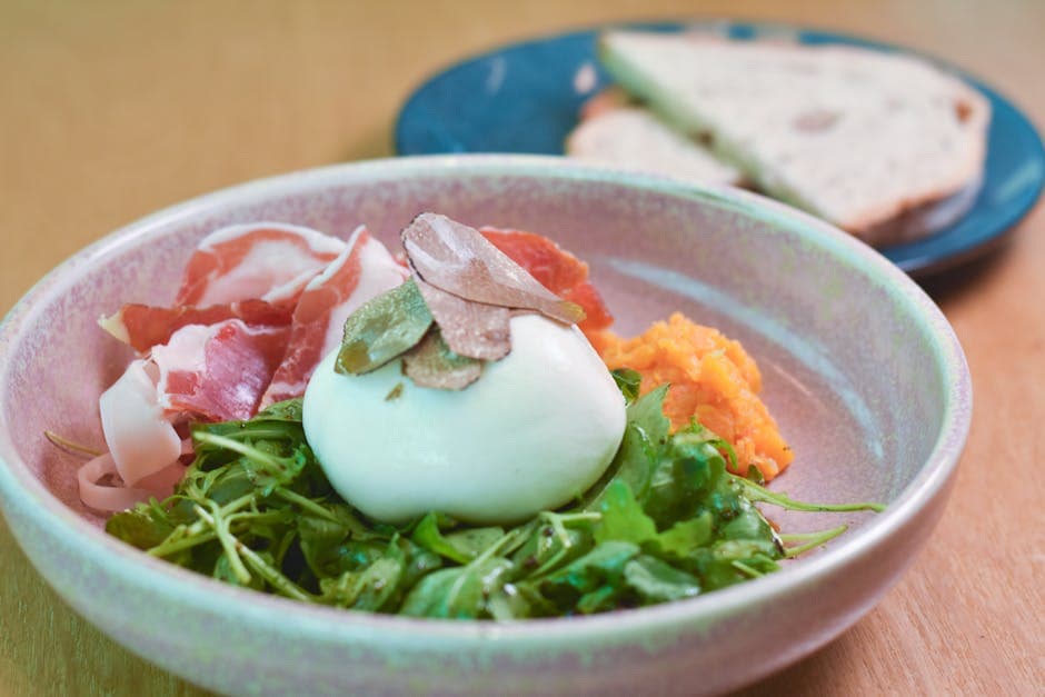 Arugula, prosciutto og burrata salat