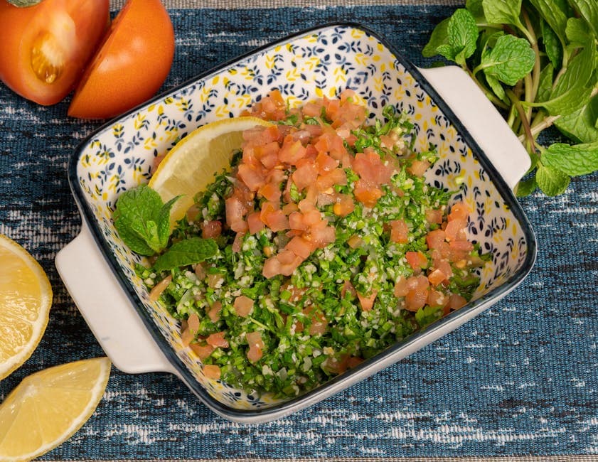 Libanesisk tabbouleh med bulgur og friske urter