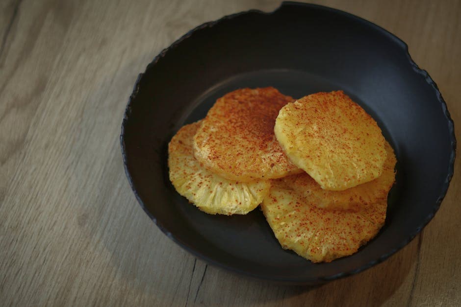 Hjemmelagde tørkede ananasbiter