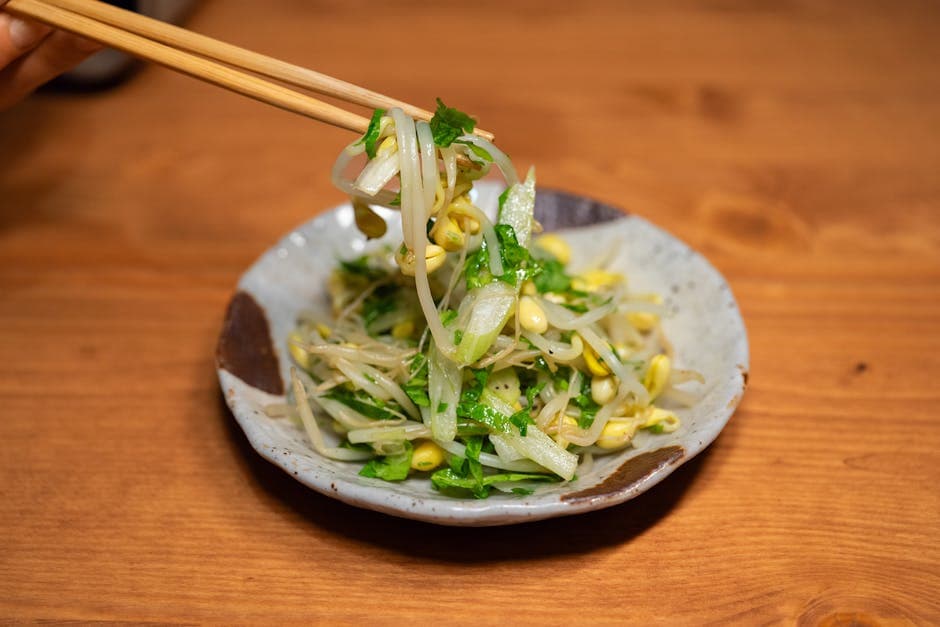 Bønnespirersalat med soyasausdressing