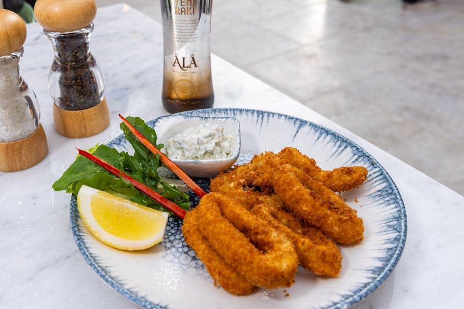 Sprø salt- og pepperkalamari med dipp