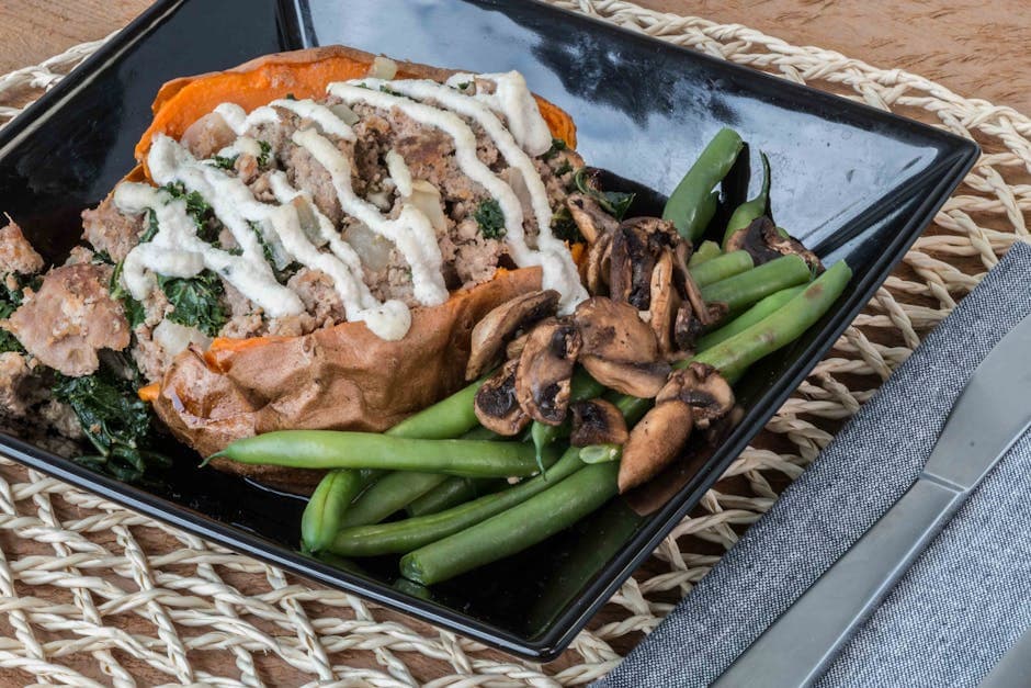 Fylte søtpoteter med pancetta og brokkolirabe