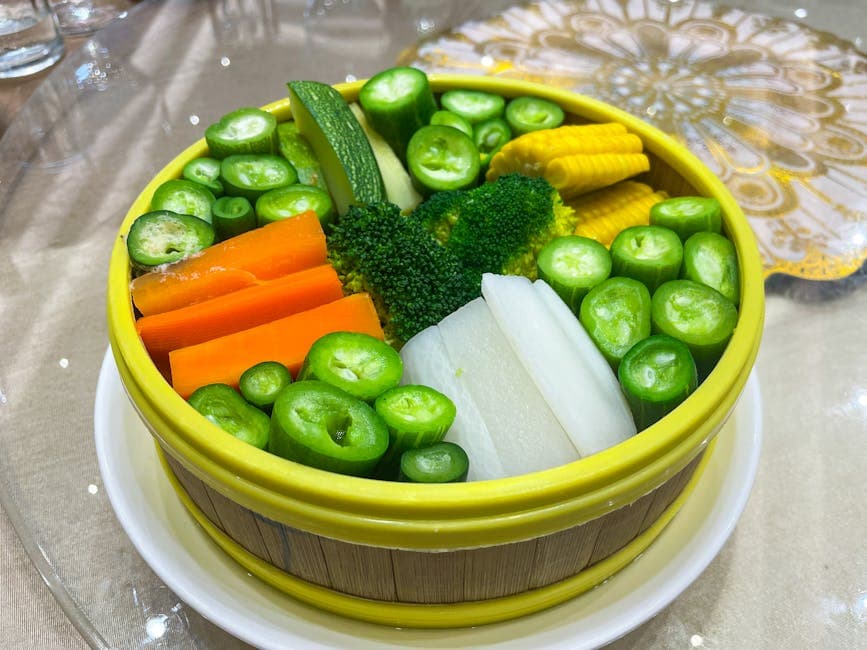 Dampede grønnsaker med risvinsvinaigrette