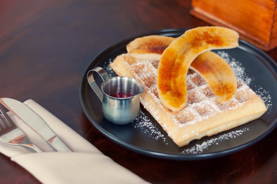 Vaffelbananbrød med valnøtter og kanel