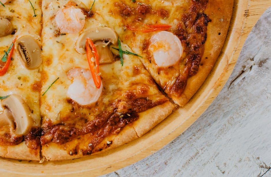 Pizza med reker og geitost