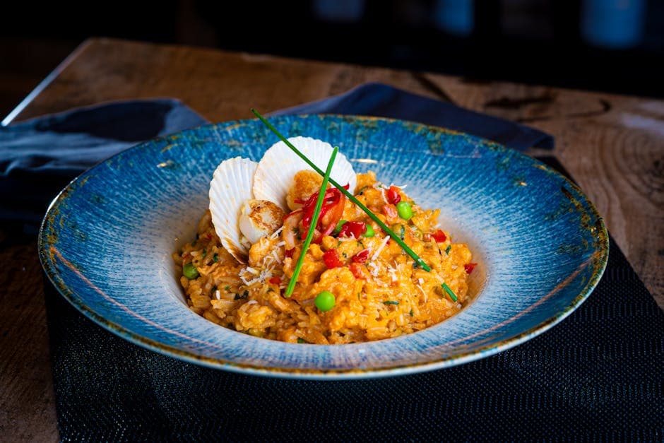 Reker, asparges og safranrisotto