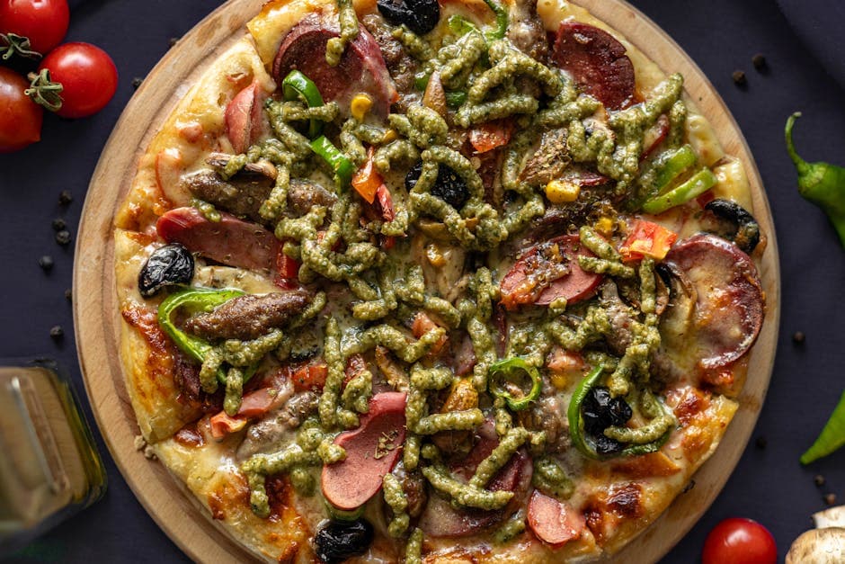 Grillet pizza med ricotta og pesto
