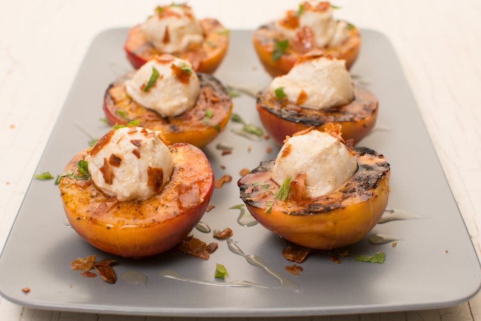 Grillede steinfrukter med balsamico og svart pepper-sirup