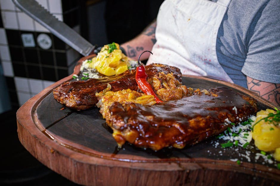 Saftig grillribbe med rom og chilisaus