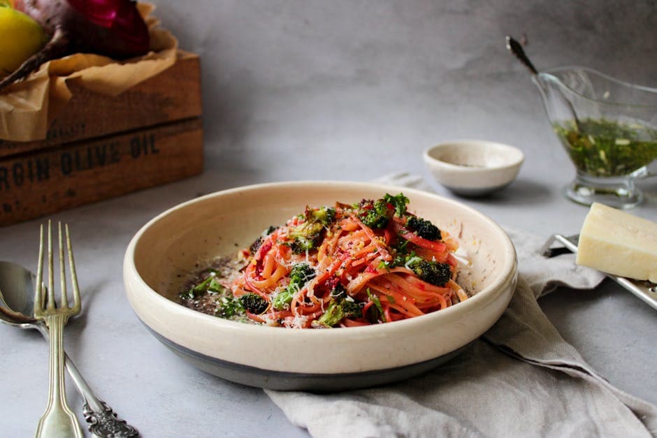 Rødvinspaghetti med brokkoli rabe