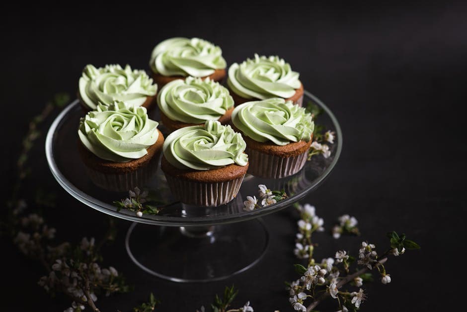 Grønne te-cupcakes med matcha-smørkrem