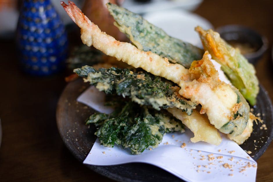 Sprø tempura med ølrøre og dippsaus