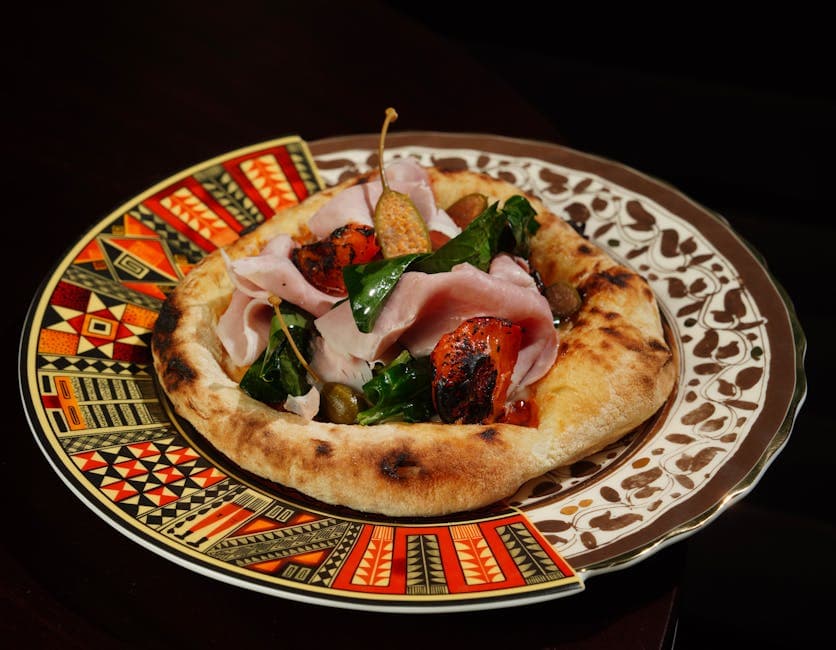 Focaccia med bacon og grønnsaker