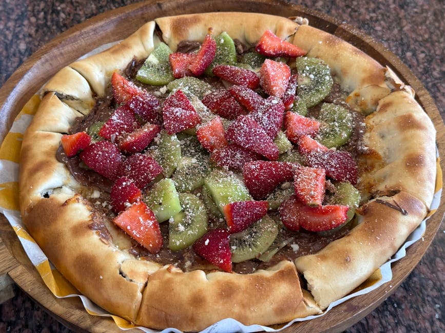 Grillet fruktpizza med kremostglasur