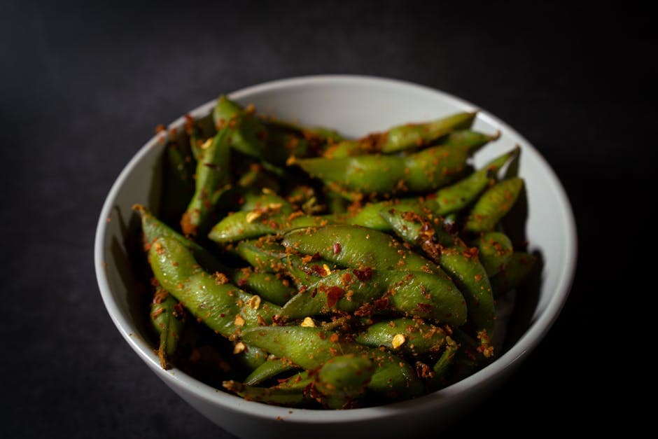 Edamame med Bills chili- og urtblanding