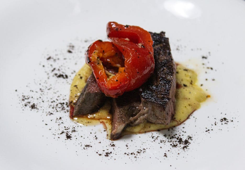 Tomatcarpaccio med grillet biff og trøffel