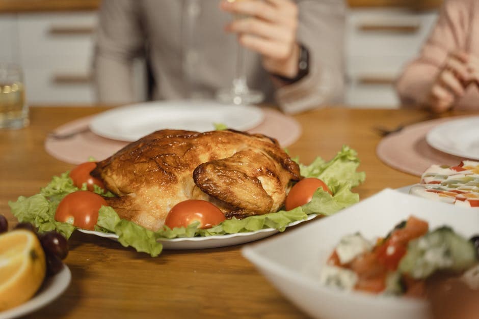 Helstekt kylling med Bibb-salat og vinaigrette