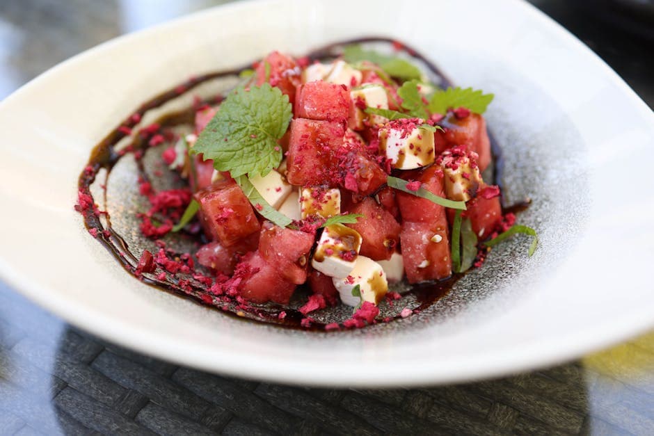 Vannmelonterninger med balsamico og lime