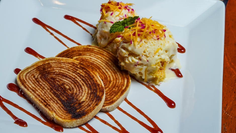 Krydret gresskarbrødpudding med vaniljeis