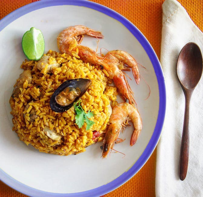Kylling- og sjømatris med chorizo