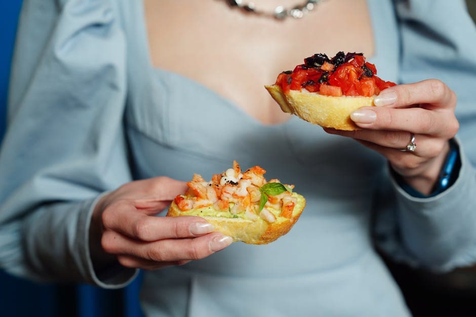 Krydret reke- og krabbebruschetta