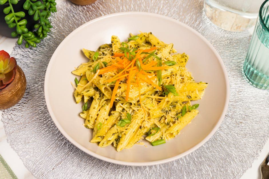 Pasta med hjemmelaget basilikumpesto