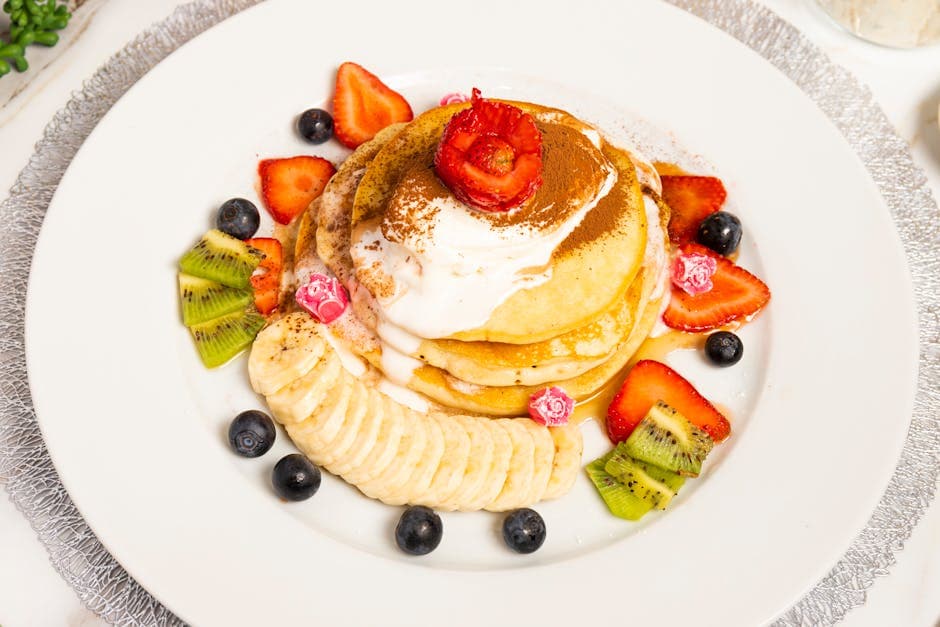 Kanelhavregrøtpannekaker med frukt