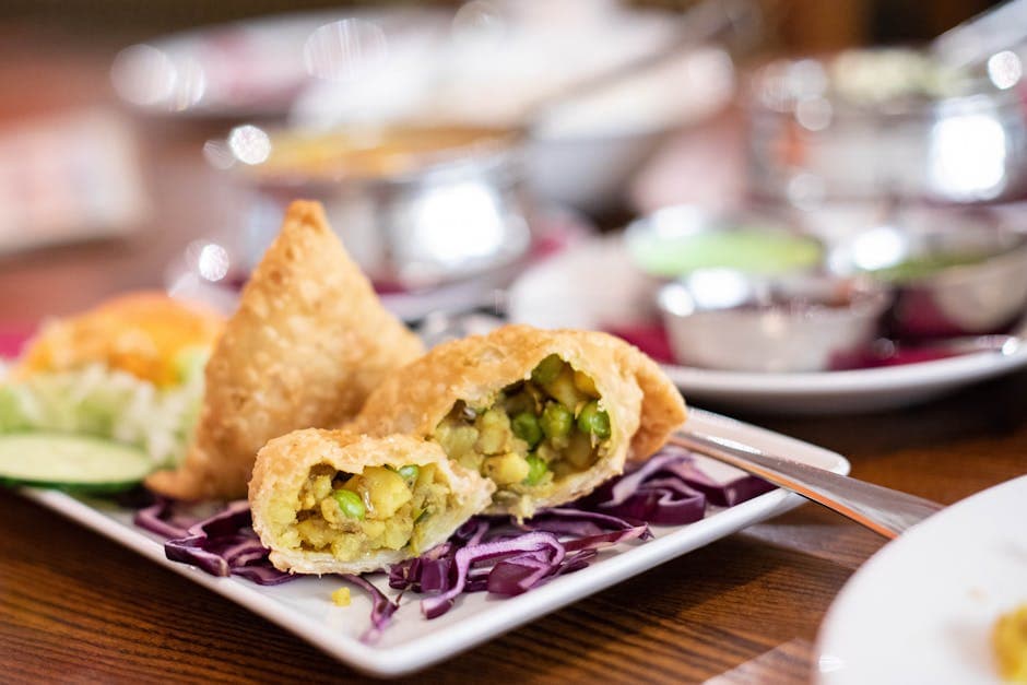 Sprø samosas med krydret potetfyll