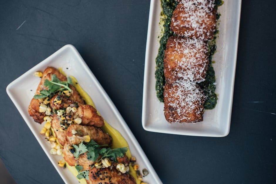 Olje-pochert sverdfisk med mais, guanciale og gressløkolje