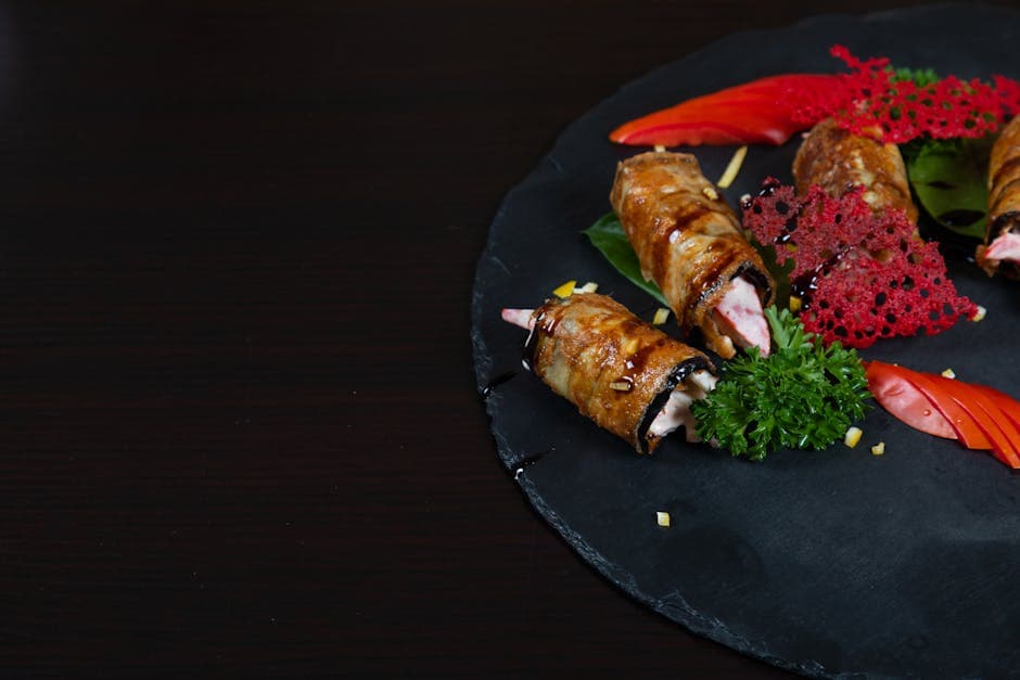 Kyllingruller med vårløk og rød paprika