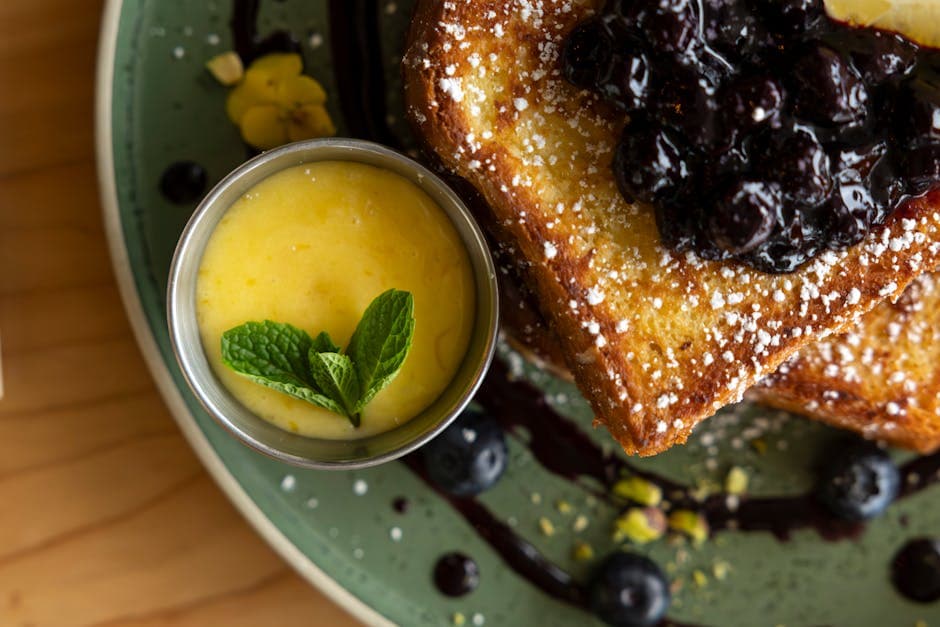 Sitronpudding Brûlée med blåbær