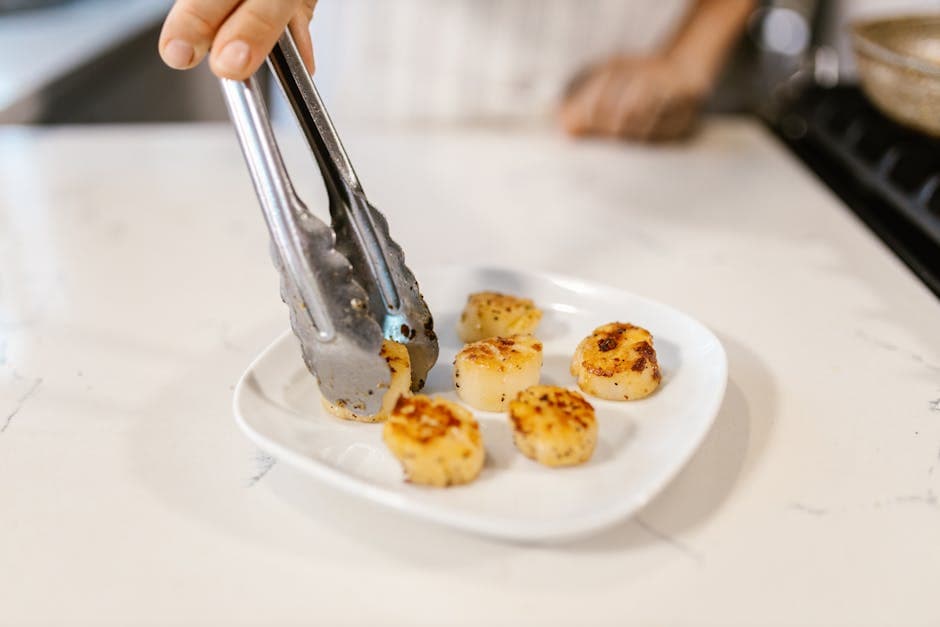 Saltstekte sjøscallops med angel hair-pasta