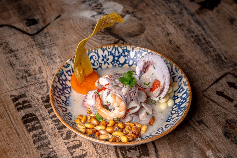 Frisk peruansk ceviche med sjømat