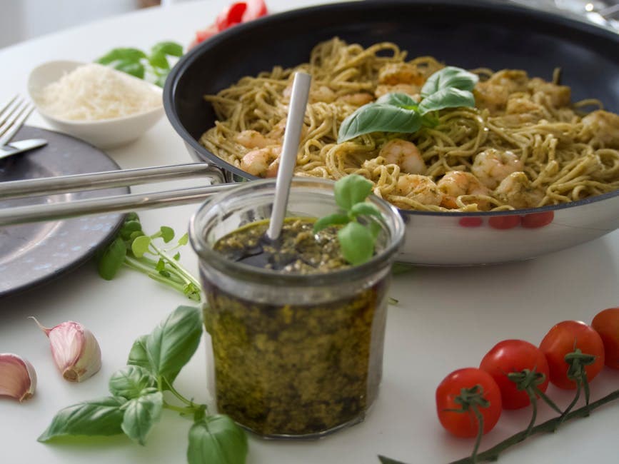 Spaghetti med pesto Trapanese