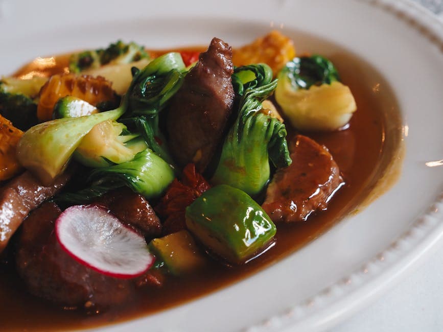 Pappardelle med ingefærbiff og bok choy