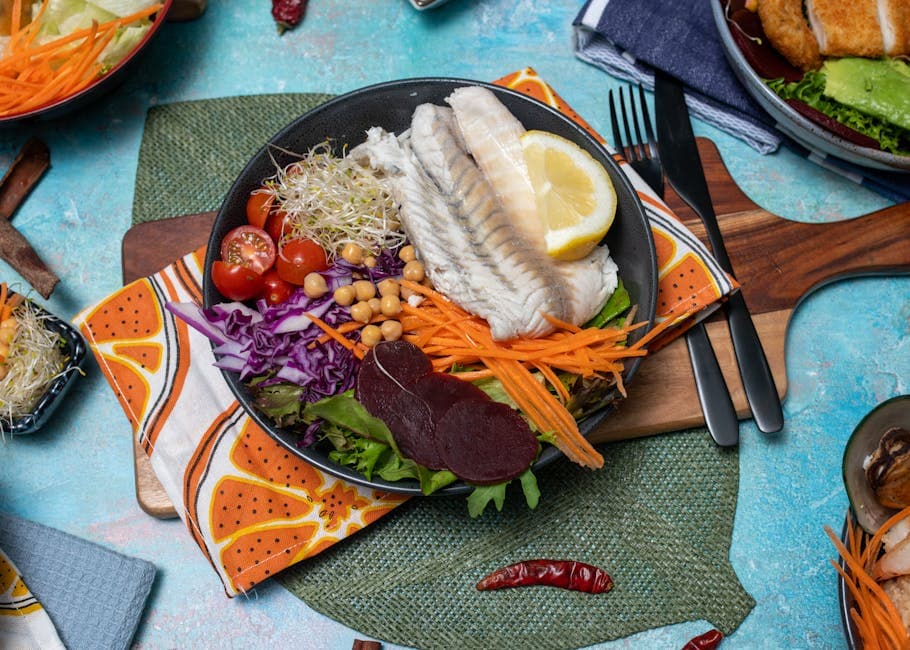 Fiskesalat med posjert flyndre