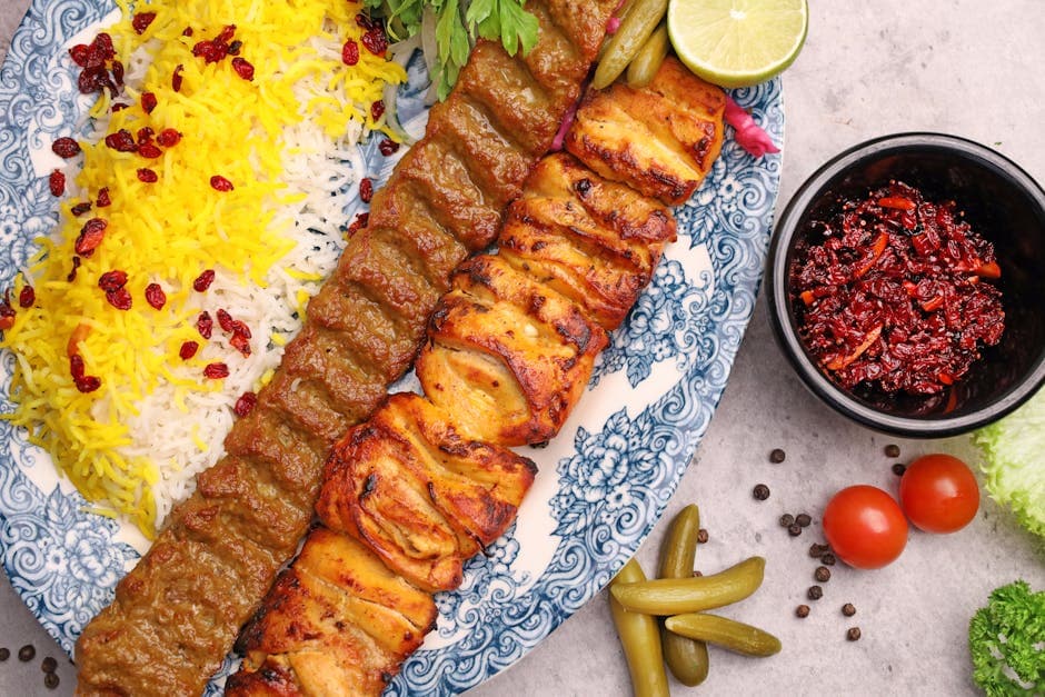 Persisk kabob med yoghurt og mynte