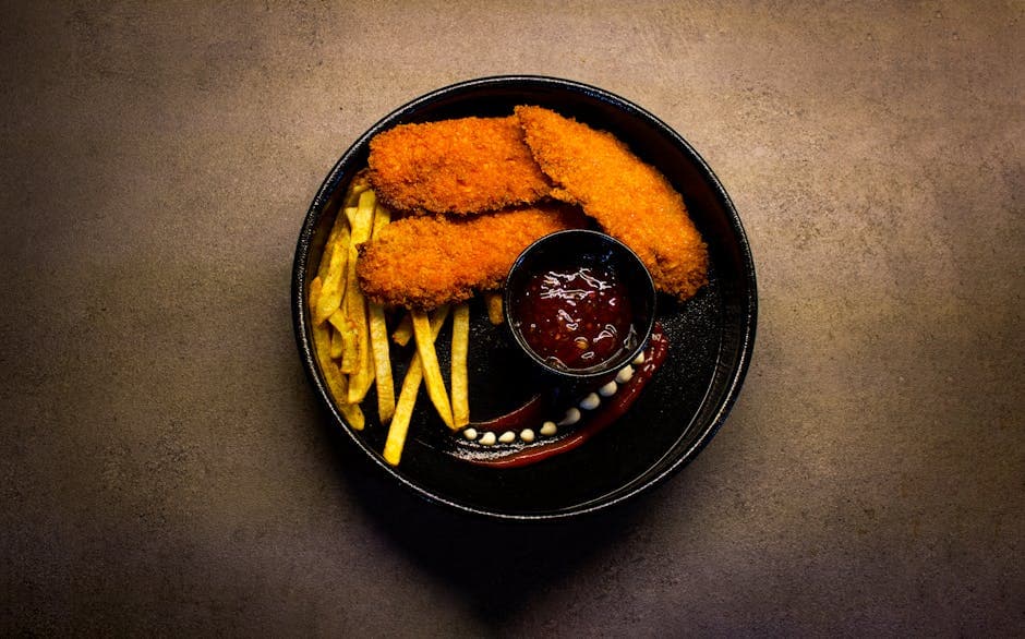 Sprø vaffelkyllingstrimler med dipp