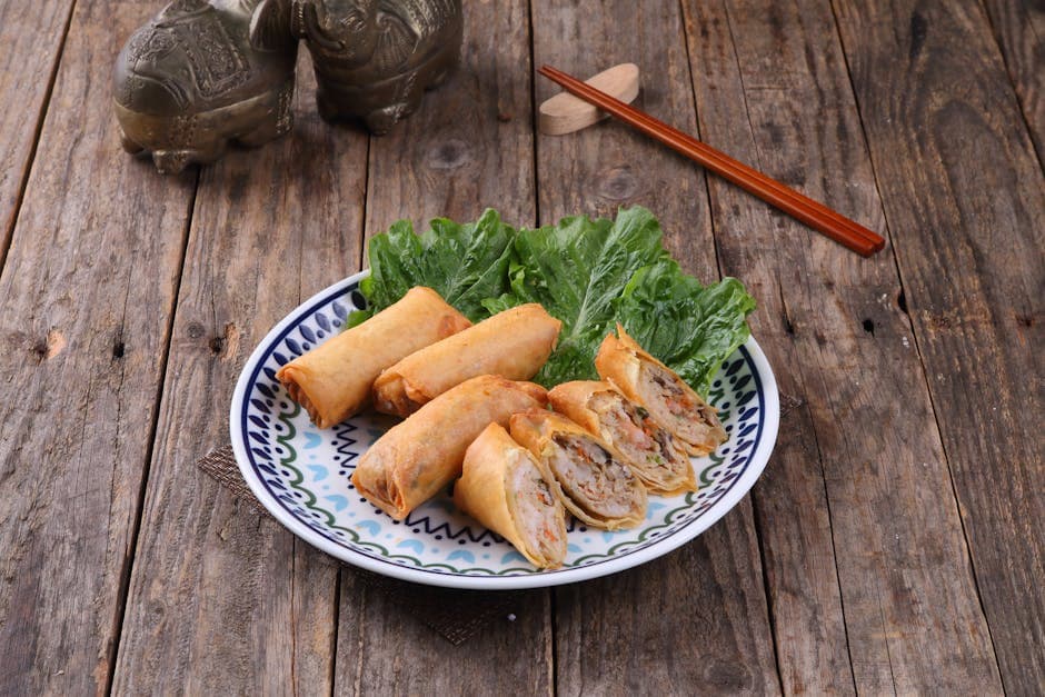 Sprø vårruller med reker og grønnsaker