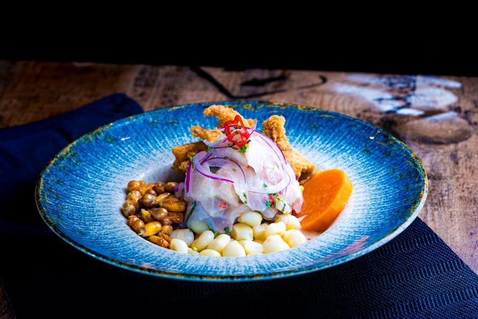 Ceviche av tilapia med søtpotet og mais